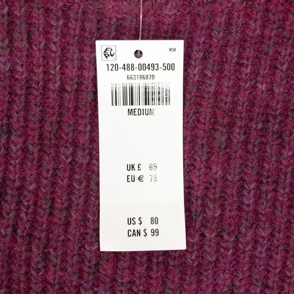 Abercrombie Fitch Oversized Crewneck Sweater Womens Medium Berry Burgundy Ribbed - Picture 8 of 10
